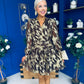 Helena Metallic Leaf Mini Dress Coco Pre Order 3 Oct