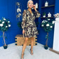 Helena Metallic Leaf Mini Dress Coco Pre Order 3 Oct