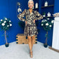 Helena Metallic Leaf Mini Dress Coco Pre Order 3 Oct