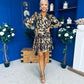 Helena Metallic Leaf Mini Dress Coco Pre Order 3 Oct