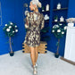 Helena Metallic Leaf Mini Dress Coco Pre Order 3 Oct