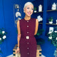 Sally Button Detail Midi Dress Burgundy