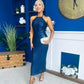 Aifric Sequin Slinky Dress Navy