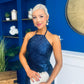 Aifric Sequin Slinky Dress Navy