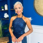 Aifric Sequin Slinky Dress Navy