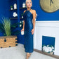 Aifric Sequin Slinky Dress Navy