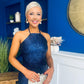 Aifric Sequin Slinky Dress Navy