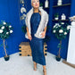 Aifric Sequin Slinky Dress Navy
