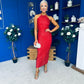 Aifric Sequin Slinky Dress Red