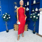 Aifric Sequin Slinky Dress Red