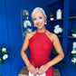 Aifric Sequin Slinky Dress Red