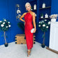 Aifric Sequin Slinky Dress Red
