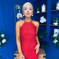 Aifric Sequin Slinky Dress Red
