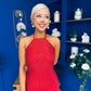 Aifric Sequin Slinky Dress Red