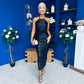 Aifric Sequin Slinky Dress Black