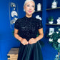 Kendra Detailed Sequin Top Black