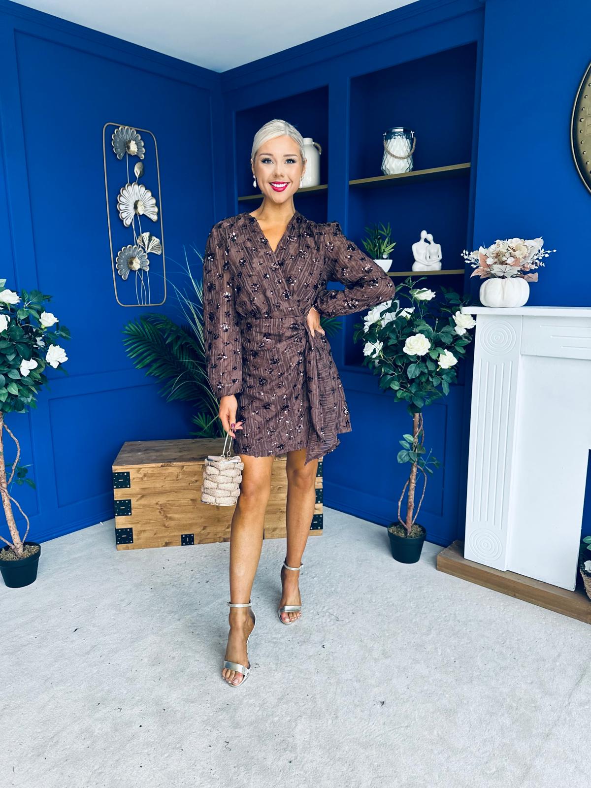 Cait Burnout Mini Dress Coco