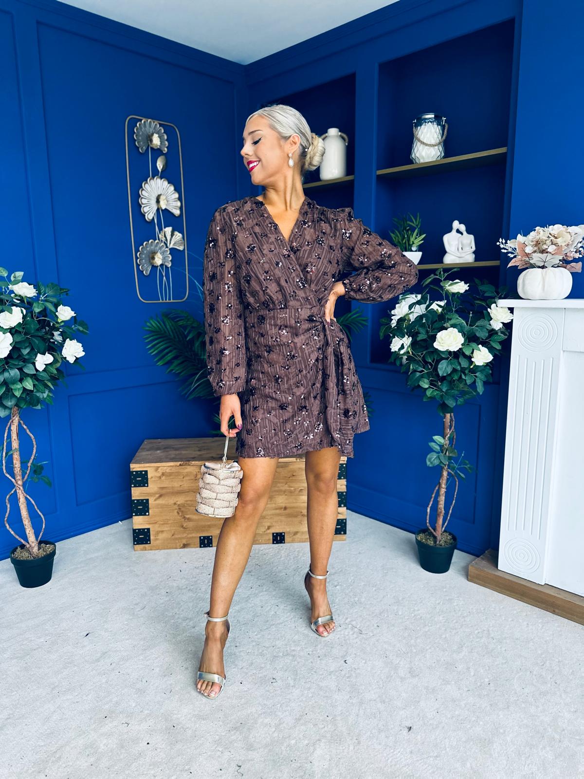 Cait Burnout Mini Dress Coco