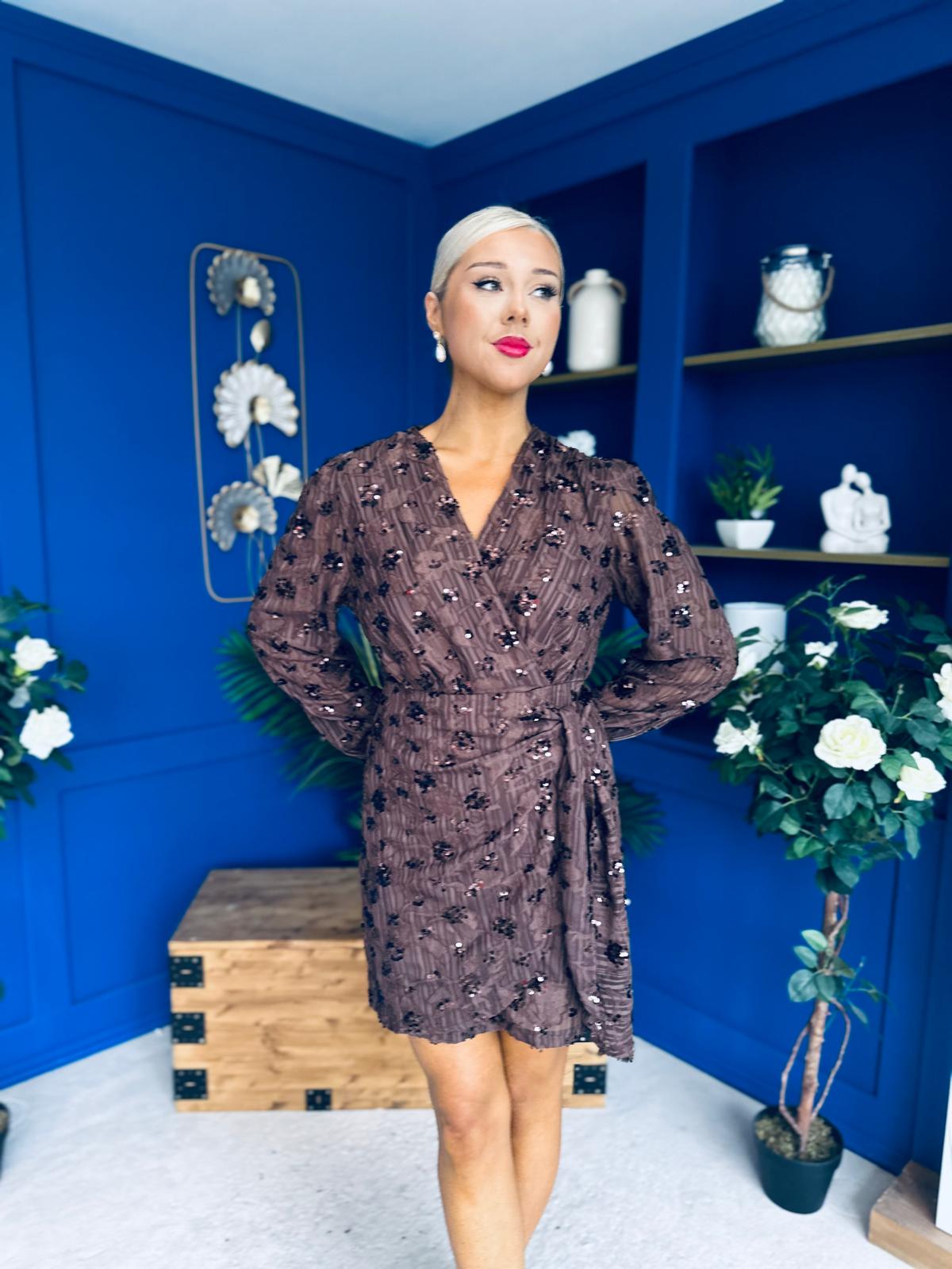 Cait Burnout Mini Dress Coco