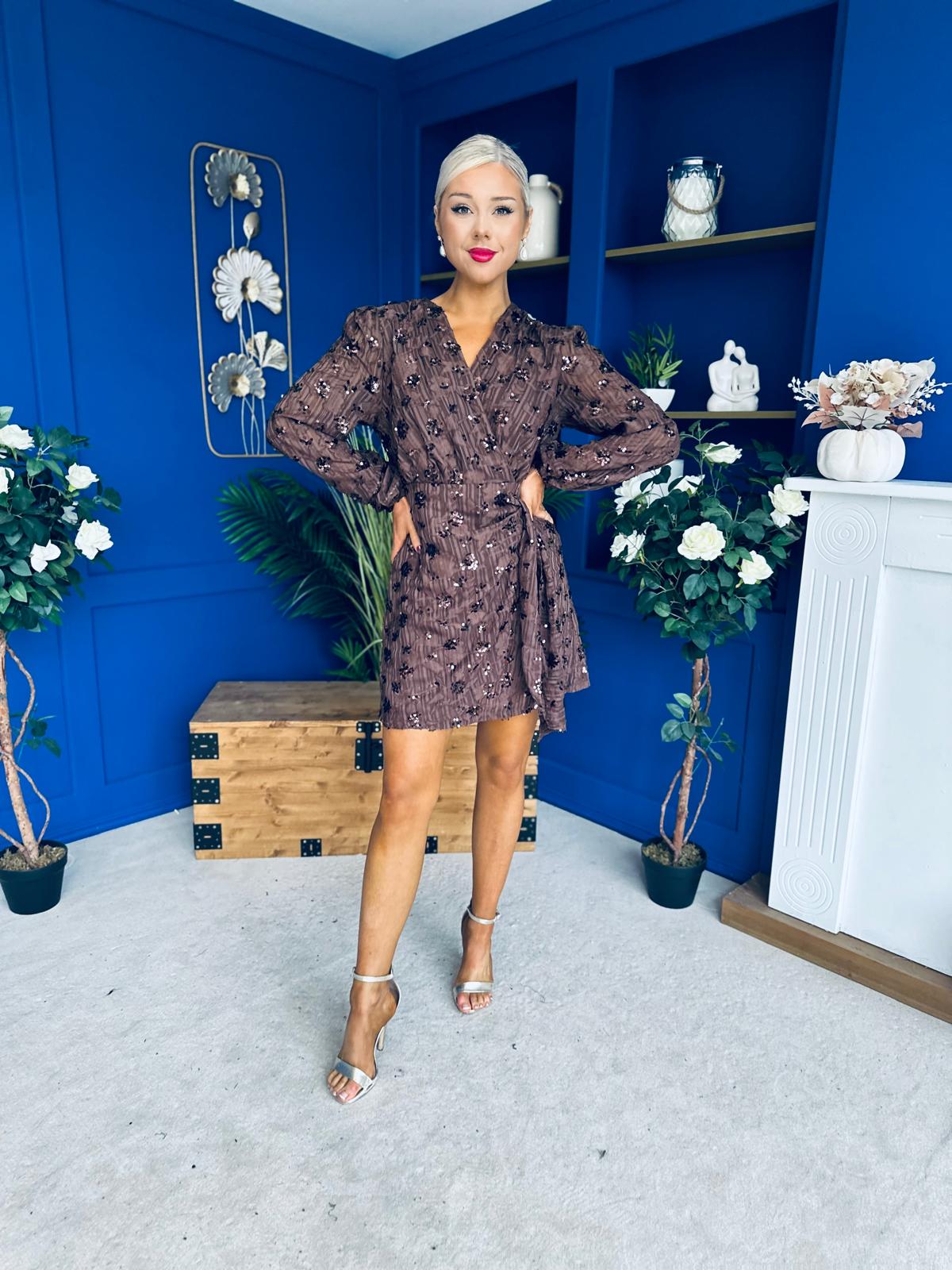 Cait Burnout Mini Dress Coco