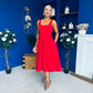 Erica Square Neck Midi Dress Red