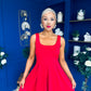 Erica Square Neck Midi Dress Red