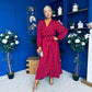 Lexie Gold Leaf Midi Dress Wine Pre Order 7 Oct