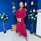 Lexie Gold Leaf Midi Dress Wine Pre Order 7 Oct