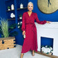 Lexie Gold Leaf Midi Dress Wine Pre Order 7 Oct