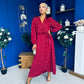 Lexie Gold Leaf Midi Dress Wine Pre Order 7 Oct