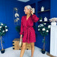 Cait Gold Leaf Mini Dress Wine