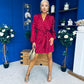 Cait Gold Leaf Mini Dress Wine