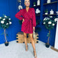 Cait Gold Leaf Mini Dress Wine