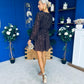 Maire Detailed Sequin Mini Dress Coffee