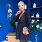 Maire Detailed Sequin Mini Dress Coffee
