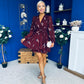Esme Banded Mini Dress Floral Wine