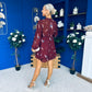Esme Banded Mini Dress Floral Wine
