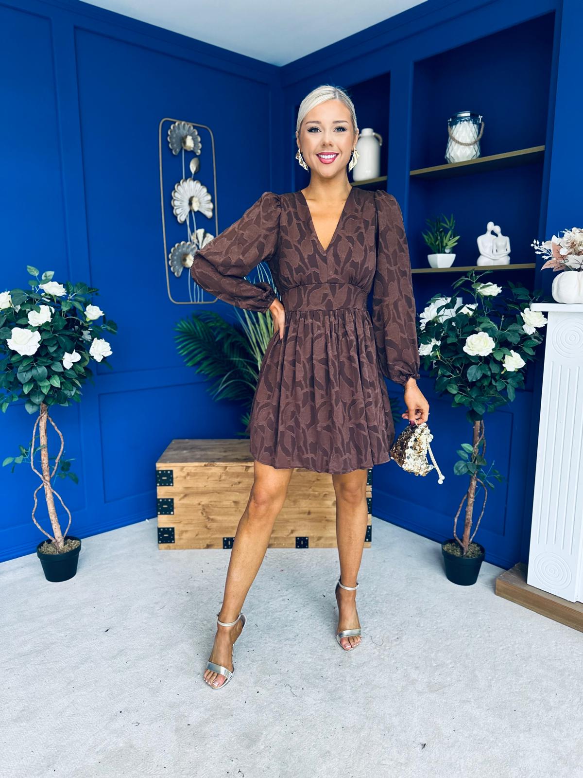 Nell Banded Mini Dress Burnout Coco