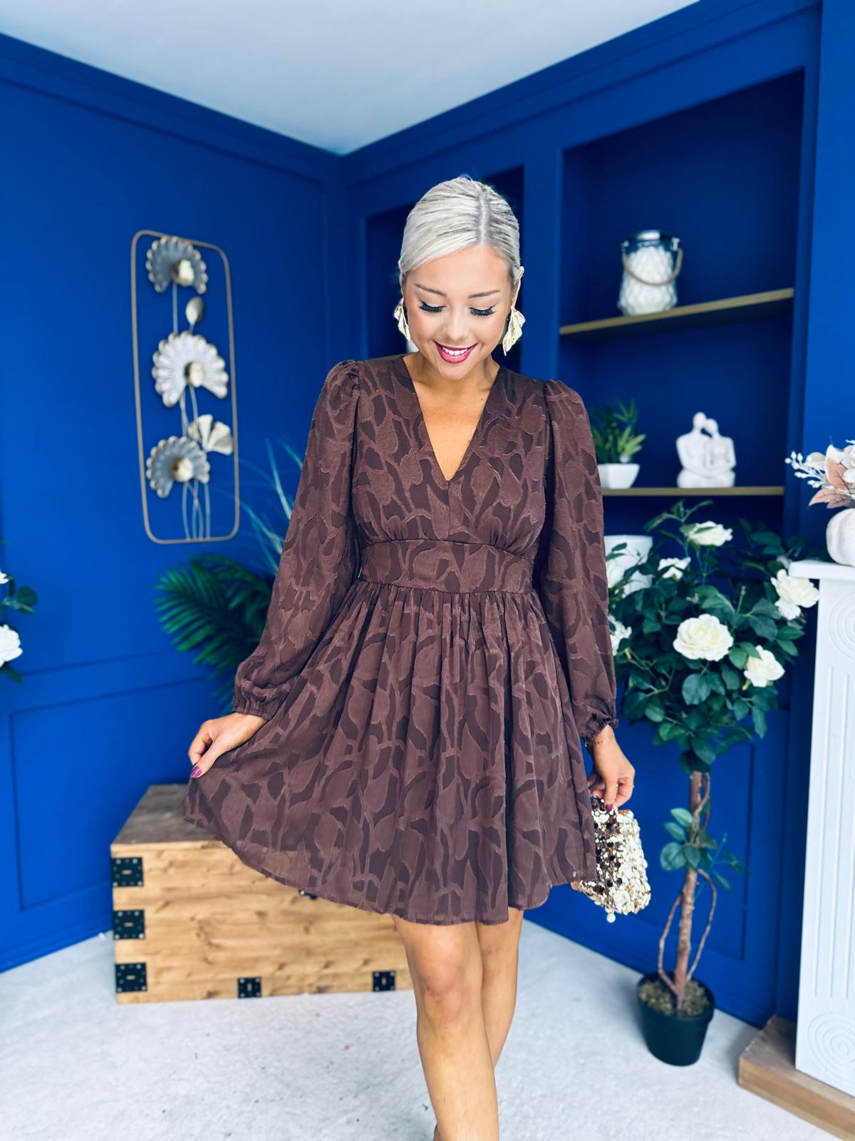 Nell Banded Mini Dress Burnout Coco