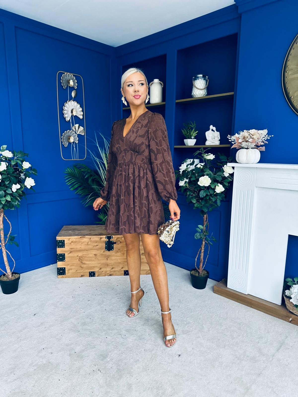 Nell Banded Mini Dress Burnout Coco