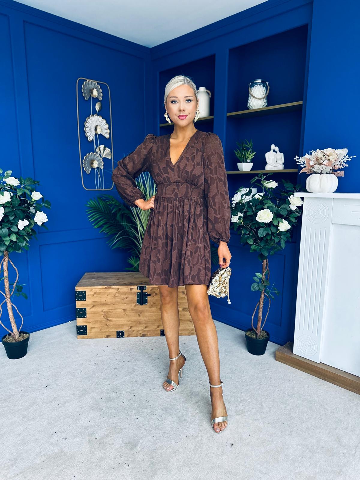 Nell Banded Mini Dress Burnout Coco