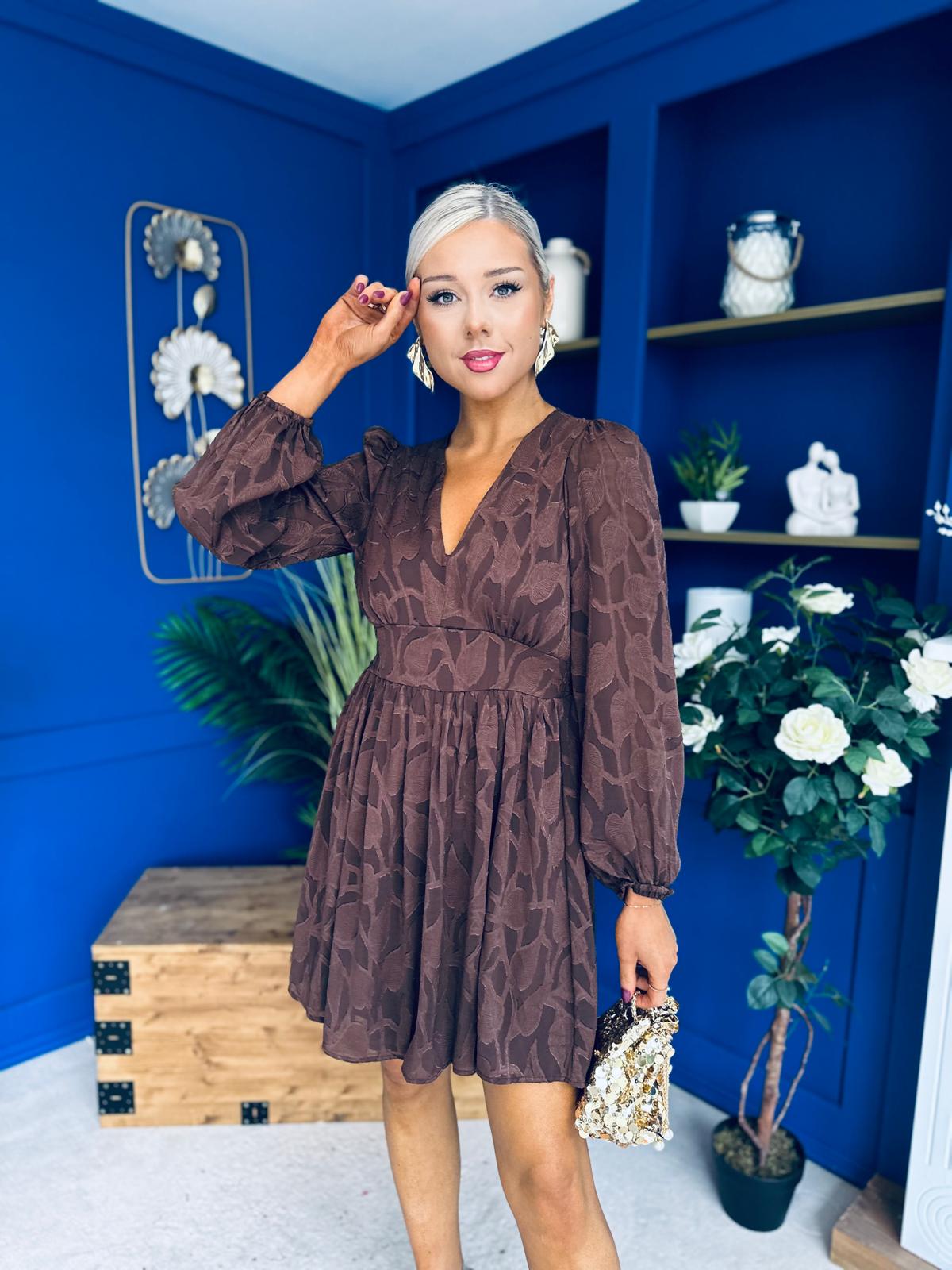 Nell Banded Mini Dress Burnout Coco