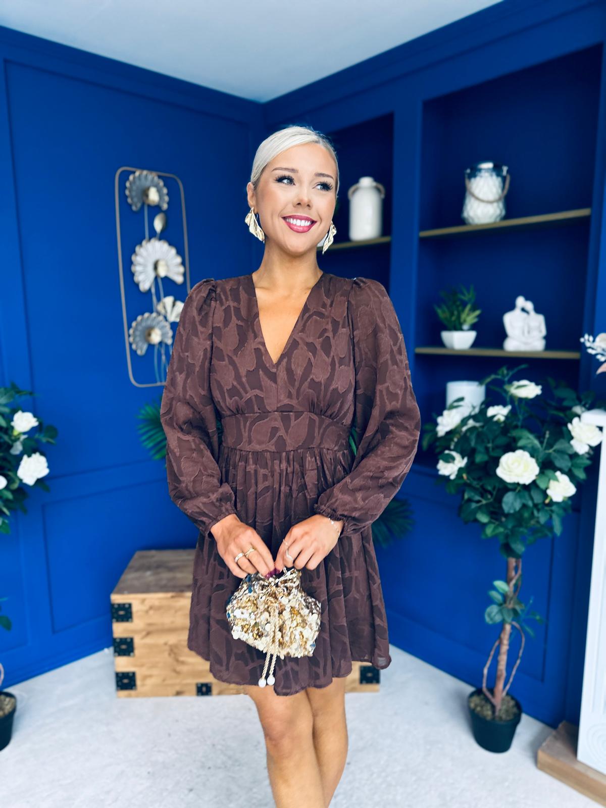 Nell Banded Mini Dress Burnout Coco