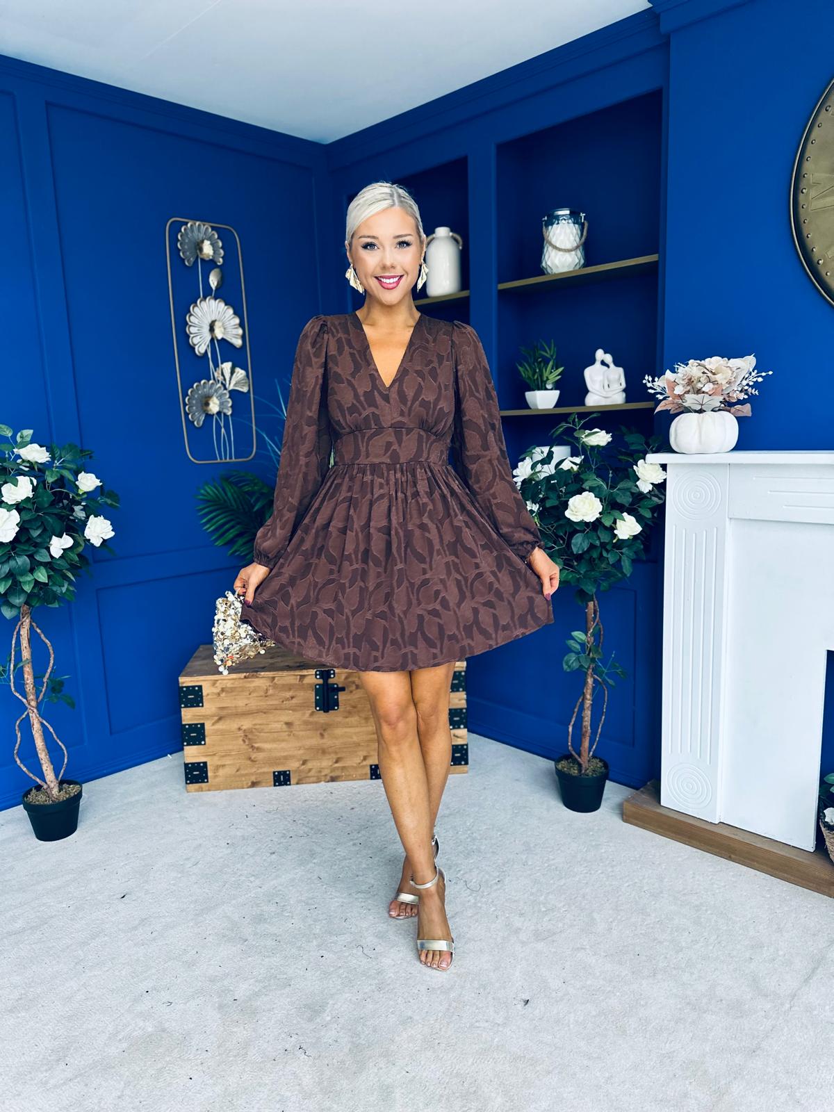 Nell Banded Mini Dress Burnout Coco