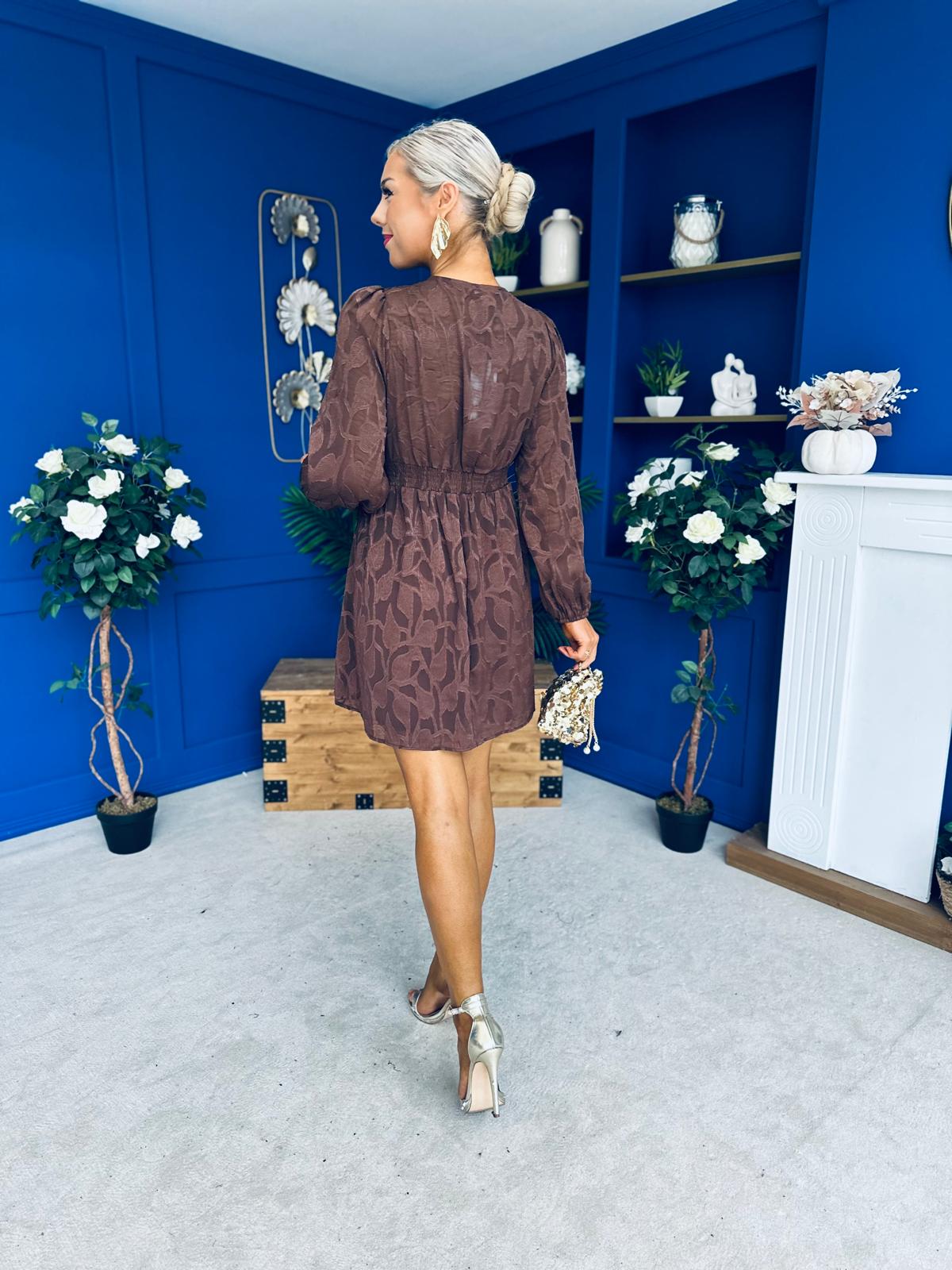 Nell Banded Mini Dress Burnout Coco