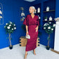 Willow Plisse Detail Midi Dress Wine