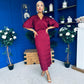 Willow Plisse Detail Midi Dress Wine