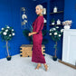 Willow Plisse Detail Midi Dress Wine
