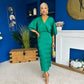Willow Plisse Detail Midi Dress Green