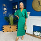 Willow Plisse Detail Midi Dress Green